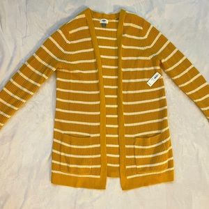 NWT Old Navy Mustard Yellow Striped Cardigan